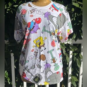 Nickelodeon; SpongeBob; Repeating Character Pattern/White; NWOT; Adult M